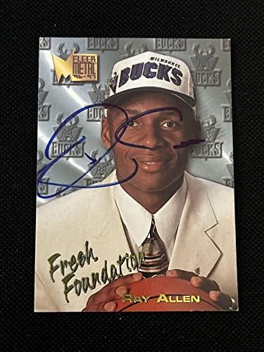 ריי אלן 1996-97 טירון מטאל פלייר חתום על כרטיס חתימה 136 מילווקי באקס - כרטיסי טירון של כדורסל