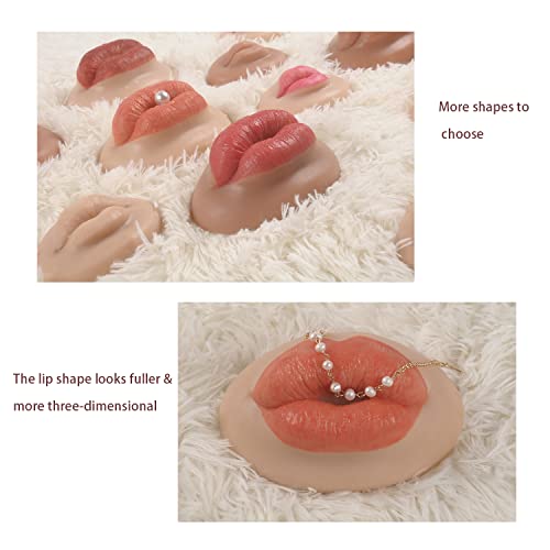 שפתיים סיליקון ריאליסטיות בגודל 3 ד ' לתרגול איפור, שדרוג חדש שפתיים מזויפות, בובת שפתיים רכה למגע עור לאימון קעקוע עם 1 שפתונים בחינם