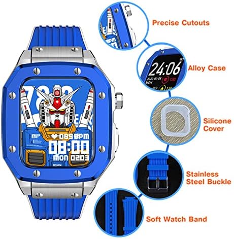סגסוגת Vevel Watch Watch Strap עבור פס שעון Apple Series 8 7 75 ממ גומי מתכת יוקרה גומי נירוסטה שעון שעון שינוי ערכת שעון רצועת שעון