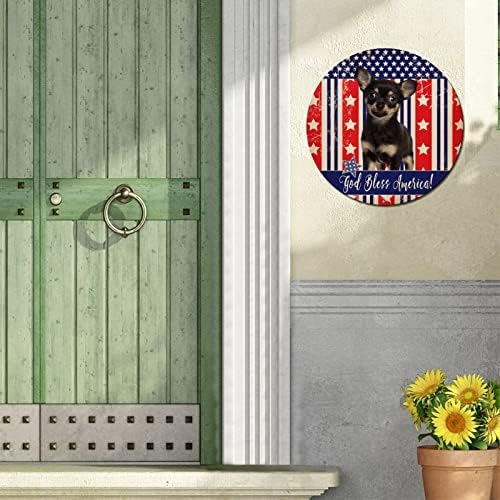 כלב חיית מחמד מצחיק שלט מתכת פטריוטי ארהב דגל אלוהים ברוך אמריקה של שלט זר וינטג