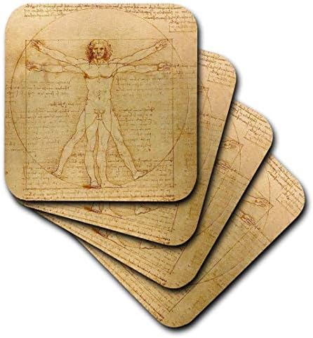 3drose CST_155633_1 איש ויטראובי מאת לאונרדו דה וינצ'י 1490-סין עט אנטומי אנטומי אנטומני וחופי ציור דיו-רכים, סט של 4