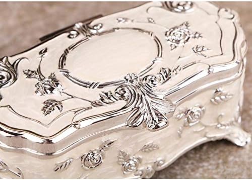 QTT תיבת תכשיטים בסגנון אירופאי תכשיטים רטרו תכשיטים חזה כסף יצירתי תכשיטים ניידים קופסא תכשיטים קופסת תכשיטים לנשים