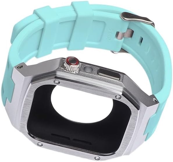Kanuz צבעוני סיליקון רצועה מתכת מתכת עבור Apple Watch iWatch SE 8 7 6 5 4 40 ממ 41 ממ 44 ממ 45 ממ גברים להחליף שינוי בלהקה DIY ערכת DIY