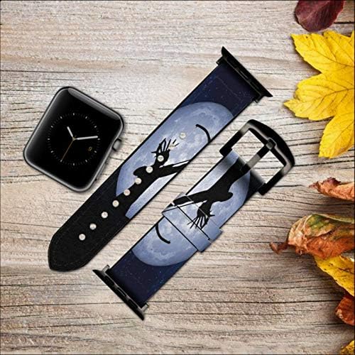 CA0783 HANTER Indian Moon עור ורצועת רצועת שעונים חכמה של סיליקון עבור Apple Watch Iwatch Size 42 ממ/44 ממ/45 ממ