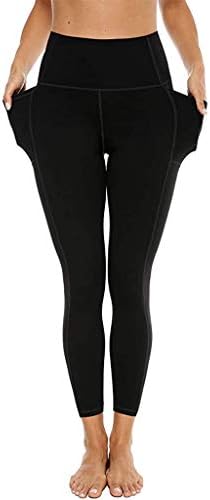 מכנסי יוגה שחורים של ZDFER לנשים, צבע אחיד מזדמן של נשים כושר אלסטי מהיר יבש פנטה כיס חותלות הדוקות