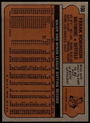 1972 טופס בייסבול 100 פרנק רובינסון בולטימור אוריולס מעולה