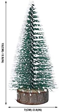 עץ חג המולד מיני דויטול 6 אינץ '- 6 יחידות עץ חג המולד מלאכותי עץ חג המולד- עץ חג מולד רזה קטן עם בסיס לסצינות מיניאטוריות שולחן חג המולד