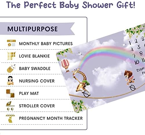 שמיכת אבן דרך חודשית של התינוק - לכידת כל רגע של התינוקת או התינוק שלך - מערך המתנות המותאם אישית המושלם כולל 1 לבד וסמן. 55 * 35 אינץ
