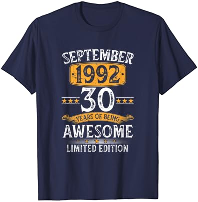 30 שנה ישן מתנות גברים נולד בספטמבר 1992 30 יום הולדת חולצה