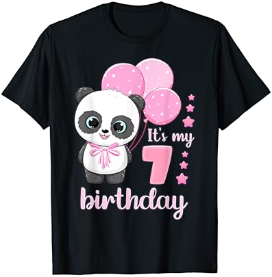 ילדה 7 בת, פנדה, ורוד בלונים, זה שלי 7 יום הולדת חולצה