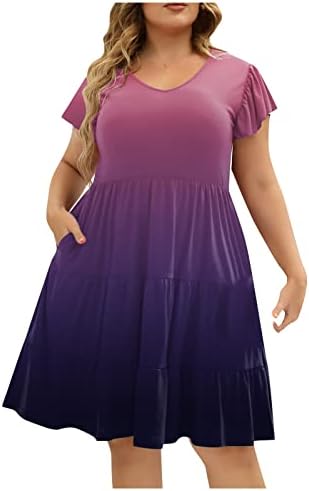 AYASO 2023 SUNGRASS SUNGRASS לנשים גודל גדול של BoHEMIA שמלת הדפס שמלת שרוול קצר שמלת כושר רופפת עם כיסים