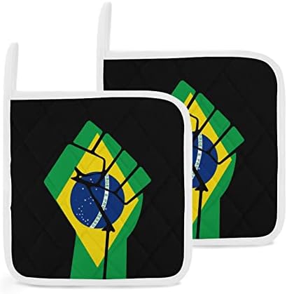דגל ברזיל מתנגד למחזיקי סיר למטבח חום עמיד בפני חום תנור רפידות חמות לבישול
