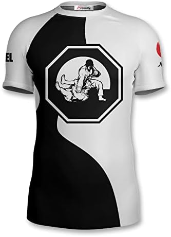 Primesty Bjj Jiu Jitsu Rash Guard-חולצת דחיסת שומר פריחה קצרה בהתאמה אישית עבור No-Gi & MMA, Size XS-3XL