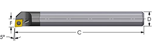 Ultra -Dex E10Q SCLCL2 קרביד משעמם מוט כדי להחזיק CCMT חיובי 21.51 בעופרת -5 מעלות, יד שמאל, נוזל קירור דרך, 0.625 x 7, 0.760 משעמם מינימלי