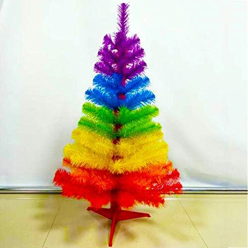 GE & YOBBY עץ חג מולד צבעוני מלאכותי, קשת מלא PVC עץ אורן חופשה קישוט עונתי עם Stand for Kids Home-Rainbow 90