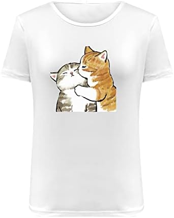 חולצות גרפיות לחתול חתול חמוד חולצות חתול חמוד שרוול קצר טרנדי עגול צוואר עגול רופף חולצה חולצת חולצה