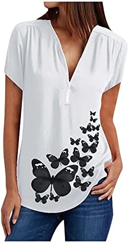 חולצות שרוול קצר מזדמן טרנדי לנשים לחולצות טריקו בקיץ גרפיקה רופפת כושר קלאסי קל משקל לבן