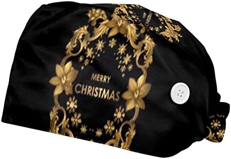 דיייה 2 חבילות מתכוונן עבודה כובע עם כפתור סרט זיעת עבור אחיות נשים קוקו כובע חג המולד קישוט