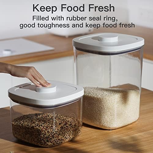 מתקן אורז ליבלאב 4 יחידות, אורז מיכל אחסון עם כוס מדידה מזון דגנים מיכל בינס ביתי עבור מטבח מזווה ארגון
