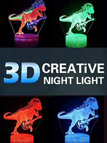 3 דינוזאור לילה אור אשליה אופטית מנורת חזותי דינמי מגע גיטרה דינוזאור שולחן אור צבע הוביל תאורה עיצוב הבית מנורת שולחן לגברים נשים חג