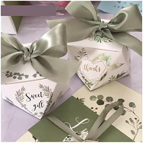 Lianai Suiyuan צורת יהלום קופסאות סוכריות ירוקות טובות לחתונה תודה קופסת קופסת מתנה קופסא שוקולד קופסא 50 יחידות