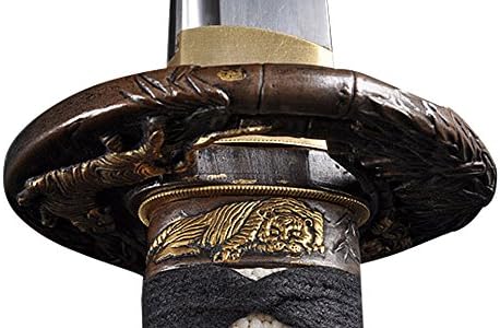 חרב בעבודת יד - חרב סמוראי קטאנה, פונקציונלית, מזויפת ביד, 1045/1060 פלדת פחמן, מזג/חימר מחוסם, טאנג מלא, חד, חריף מעץ