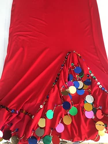 שמלת ריקוד בטן מצרית, שמלת מלאיה, תלבושת איסקנדרני רקומה בעבודת יד, אדומה, בגודל אחד