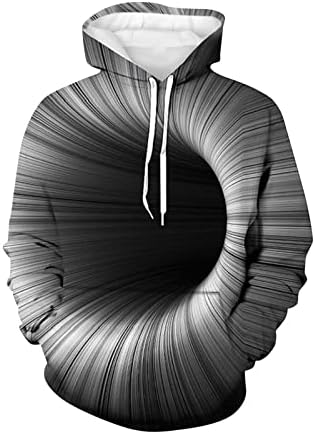 קפוצ'ון סוודר של הגברים של Hehoah, יוניסקס דפוס תלת מימד לגברים יצירתי עגול עגול חולצות ארוכות חולצות חולצות עליונות