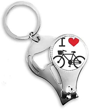 אני אוהב דפוס אופניים אדום לב טבעת ניפר טבעת מפתח בקבוקי שרשרת פותחן