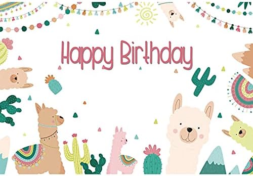 12X10ft Cartoon Alpaca יום הולדת יום הולדת