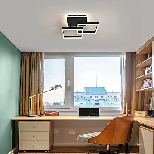 GEADI LED תאורת תקרה מודרנית מנורת תקרה מרובעת 70W 25 25 שלט רחוק לעומק סומק תקרה תקרת תקרת תאורה מתקן תאורה למשרד מטבח לחדר שינה, שחור