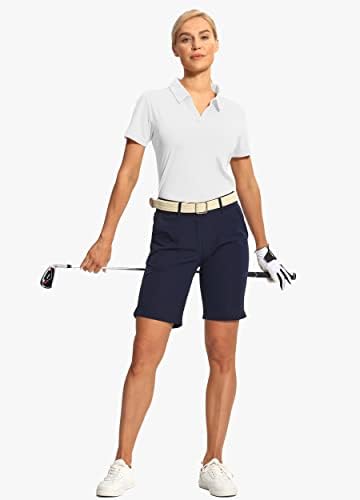 חולצת גולף לנשים Hiverlay שרוול קצר שרוול V צווארון צווארון חולצות פולו חולצות טניס אתלטיות