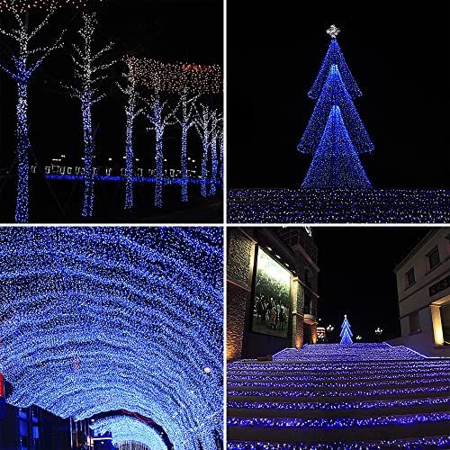Weillsnow 33ft 100 אורות חג מולד LED, תקע חיבור 8 מצבי נצנוץ אורות פנימיים חיצוניים לקישוטי גן חתונה של עץ חג המולד עץ חג המולד