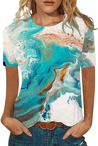 קיץ חולצות לנשים, פרחוני הדפסת כותנה פשתן חולצות לנשים מקרית אלגנטי קצר שרוול חולצות לנשים אונק נשים חולצות