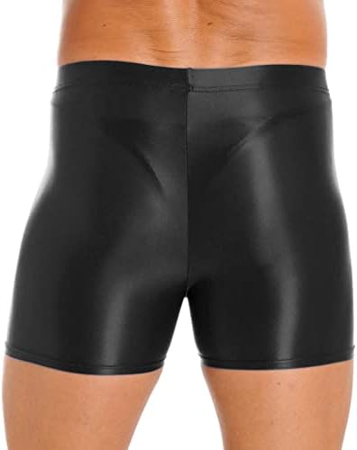 מכנסי שחייה מבריקים של Manyakai Manyakai מכנסיים קצרים אמצע המותניים באימוני כושר חותלות קצרים מכנסיים קצרים חלקים