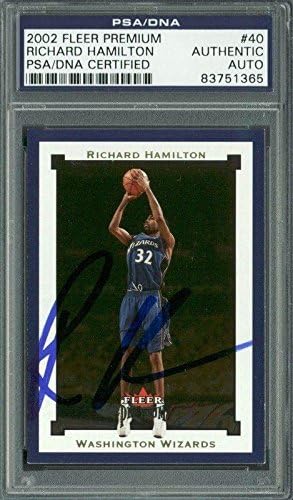 הקוסמים ריצ'רד המילטון חתום כרטיס 2002 Fleer Premium 40 PSA/DNA Slabbed - כרטיסי טירון של כדורסל כדורסל