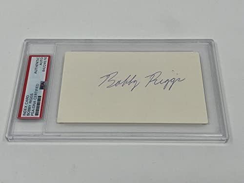 בובי ריגס טניס חתום על כרטיס חתימה מדד PSA DNA *76 - תמונות טניס עם חתימה