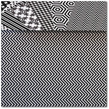 נייר אוריגמי של אייטו, 5 ריבועים 7/8 אינץ ', 200 גיליונות, דפוסים בשחור לבן
