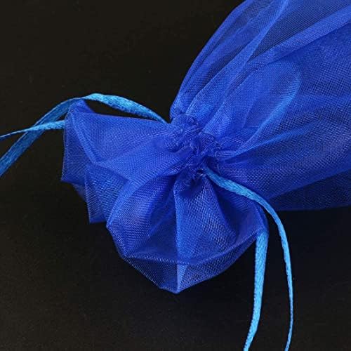 שקיות אורגנזה מתנה 50 יחידות 4 * 6 אינץ ' שרוך כחול רויאל למקלחת לתינוק, חג המולד, יום הולדת, מסיבות טובות, חתונה כלה, יום האם, הוואי,