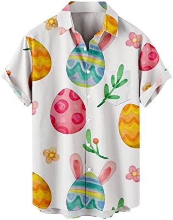 חולצה מודפסת של חג הפסחא לגברים 2023 קיץ רופף טייז חולצות נוחות אופנה חולצה עם שרוולים קצרים מזדמנים