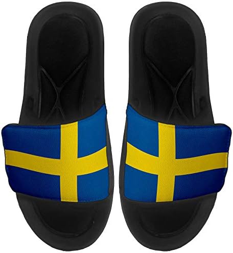 ExpressItbest מרופד סנדלים/שקופיות לגברים, נשים ונוער - דגל שוודיה - דגל שוודיה