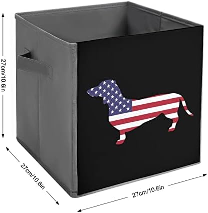 דגל אמריקה פטריוטי דגל אמריקאי פחי אחסון מתקפלים יסודות קוביות אחסון בדים קופסאות ארגוני מארגן עם ידיות