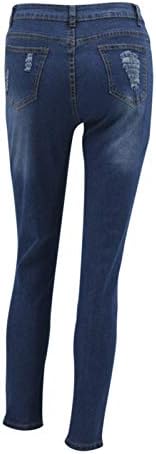 מכנסיים רזים בכושר נשים נמתח ג'ינס ג'ינס נמר הדפס קרוע חור ז'אן פלוס מכנסיים טרנדיים בגודל בגדי נשים