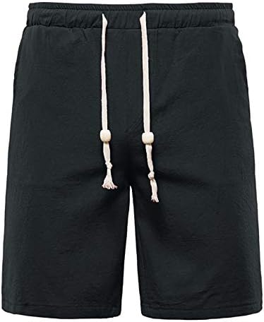 מכנסי חוף פשתן כותנה לגברים של Beuu, קיץ אלסטי משקל קל משקל קליל נופש מכנסיים נוחים מזדמנים