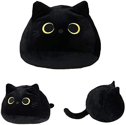 Bisceolife Plush צעצוע חתול שחור, כרית צעצוע של חתול קטיפה, כרית צורת חתול יצירת