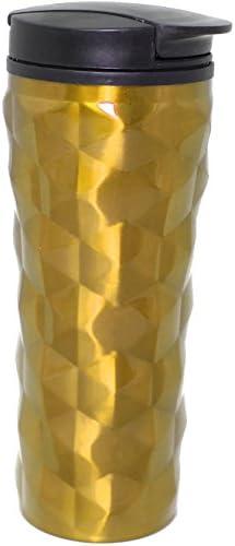מוצרי בית גורמה קיר כפול קיר גיאו מרקם נירוסטה ספל טיול ספל כוס, 16 גרם, ורוד