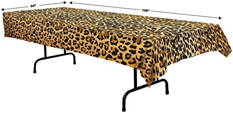 איסל פלסטיק חד פעמי מלבני הדפס מנומר שולחן כיסוי ג 'ונגל בעלי החיים ספארי נושא מפת שולחן, 54 איקס 108, שחור / כתום / צהוב