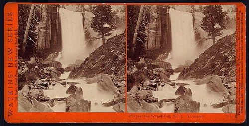 צילום היסטורי: צילום סטריאוגרף,פיוויאק, סתיו אביבי, מפלים, יוסמיטי,מחוז מריפוסה, 1879