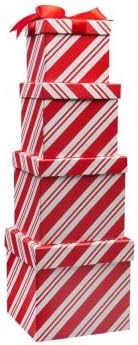 4 קופסאות מתנה לחג המולד קנדי ​​קני קנון קינון לחג המולד עם מכסים ב -4 גדלים שונים לעטיפה דקורטיבית לחג