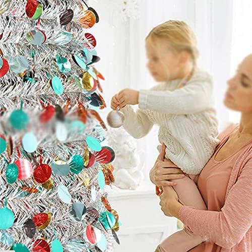 מאחסן עץ חג המולד לחג עץ חג מולד צבעוני מתקפל על חג המולד מלאכותי, עץ טינסל עץ חג המולד דקורטיבי עצי טראפנסיל עם בסיס שחור -5ft עץ חג